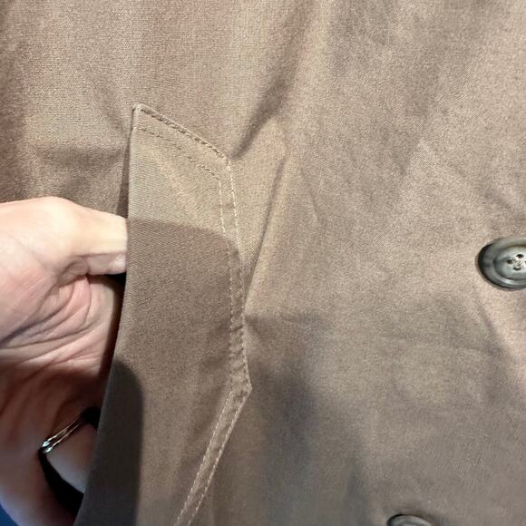 Vintage Mocha Trench Coat Ladies 12 Reg Washable Timeless Layering Pockets - Picture 7 of 10